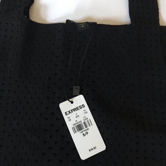 Express Eyelet Mixes Mesh Cold Shoulder Crop Top - Picture 5 of 8